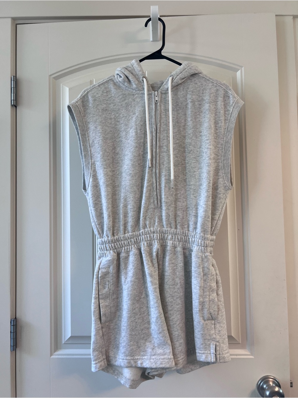Abercrombie Grey Sleeveless Hoodie Romper with Drawstring